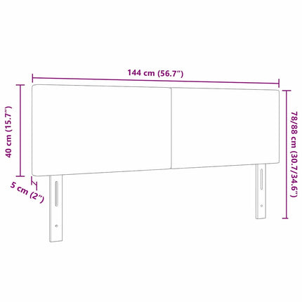 LED sengegavl med LED-lysstrimler Grågrøn 144 cm Velourstof