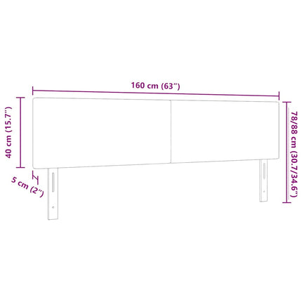LED sengegavl med LED-lysstrimler Creme 160 cm Velourstof
