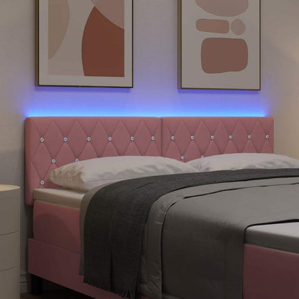 LED sengegavl med LED-lysstrimler Lyserød 144 cm Fløjl