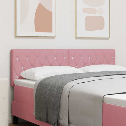 LED sengegavl med LED-lysstrimler Lyserød 144 cm Fløjl