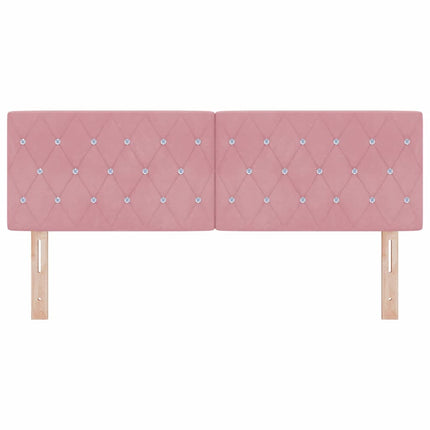 LED sengegavl med LED-lysstrimler Lyserød 144 cm Fløjl