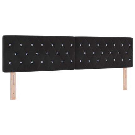 LED sengegavl med LED-lysstrimler Sort 180 cm Fløjl