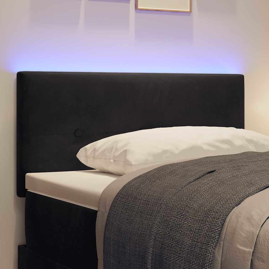 LED sengegavl med LED-lysstrimler Sort 80 cm Fløjl
