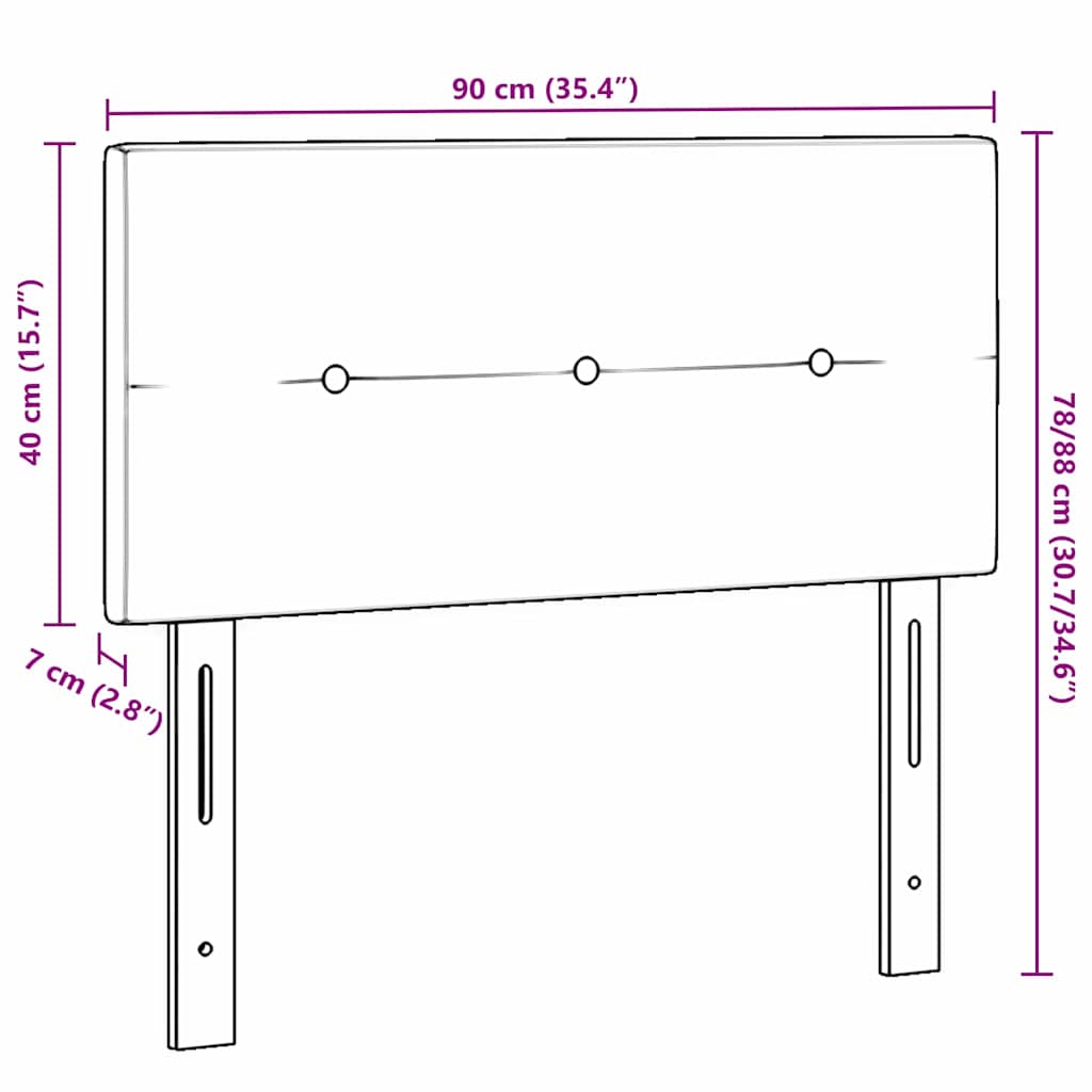 LED sengegavl med LED -strimmellys Blå 90 cm Polyester