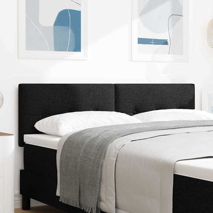 LED sengegavl med LED-lysstrimler Sort 144 cm Stof