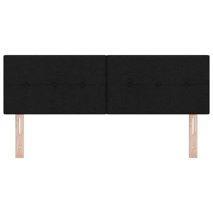LED sengegavl med LED-lysstrimler Sort 144 cm Stof