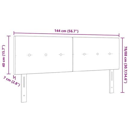 LED sengegavl med LED-lysstrimler Sort 144 cm Stof