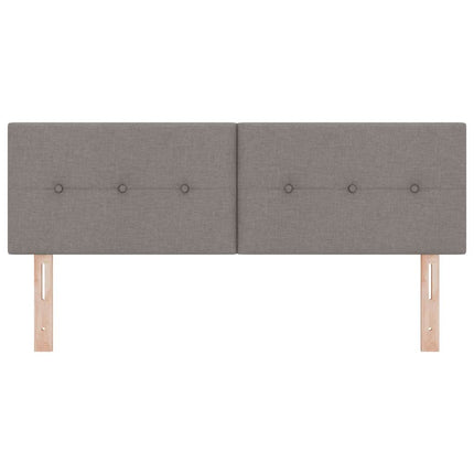 LED sengegavl med LED-lysstrimler Gråbrun 160 cm Stof