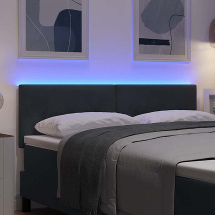 LED sengegavl med LED-lysstrimler Grå 160 cm Fløjl