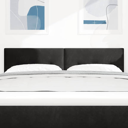 LED sengegavl med LED-lysstrimler Sort 160 cm Fløjl