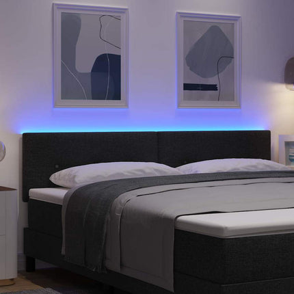 LED sengegavl med LED-lysstrimler Sort 180 cm Stof