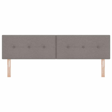 LED sengegavl med LED-lysstrimler Gråbrun 180 cm Stof