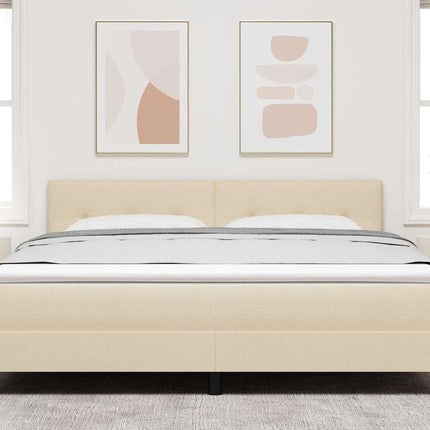 LED sengegavl med LED-lysstrimler Creme 180 cm Stof