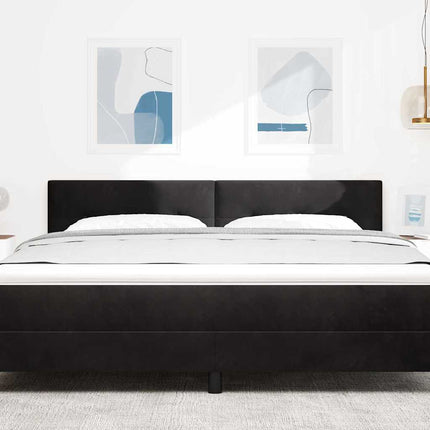 LED sengegavl med LED-lysstrimler Sort 180 cm Fløjl