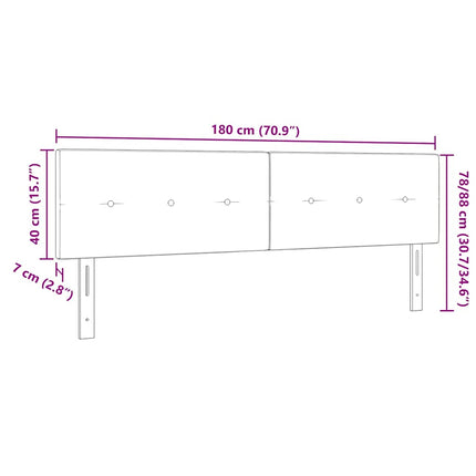 LED sengegavl med LED-lysstrimler Blå 180 cm Fløjl