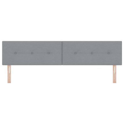 LED sengegavl med LED-lysstrimler Lysegrå 200 cm Stof