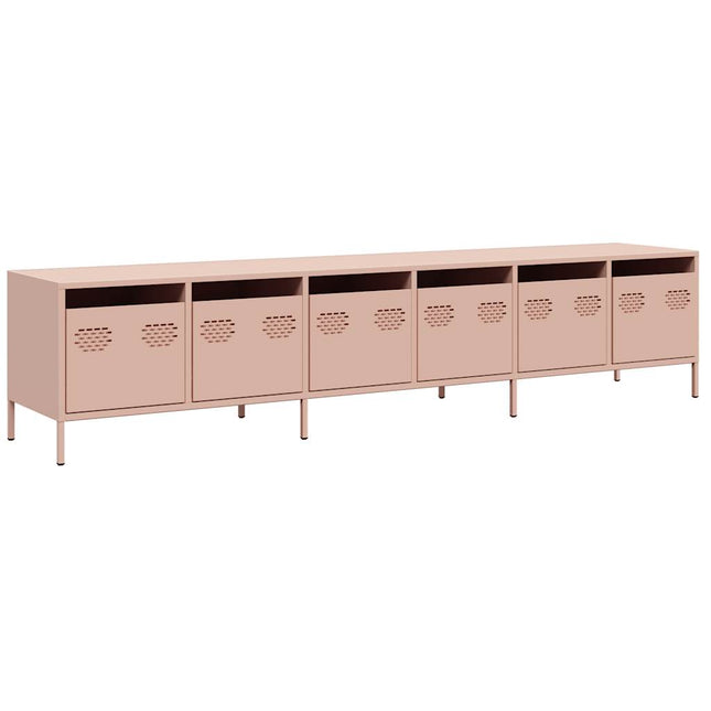 tv-bord 202x39x43,5 cm koldvalset stål lyserød