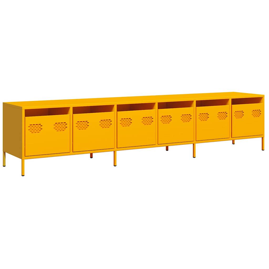 tv-bord 202x39x43,5 cm koldvalset stål sennepsgul
