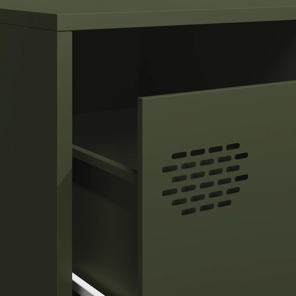 tv-bord 202x39x43,5 cm koldvalset stål olivengrøn'