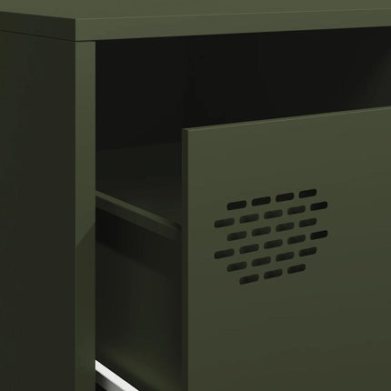 tv-bord 202x39x43,5 cm koldvalset stål olivengrøn'