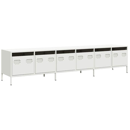tv-bord 202x39x43,5 cm koldvalset stål hvid