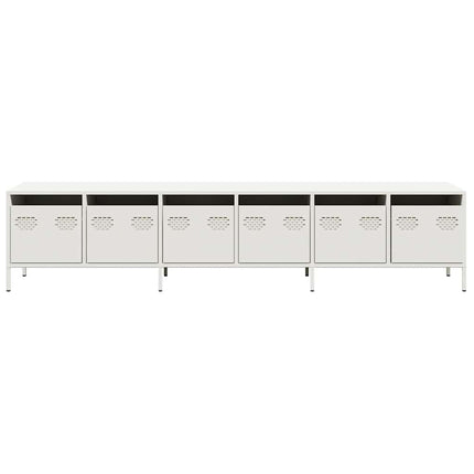 tv-bord 202x39x43,5 cm koldvalset stål hvid