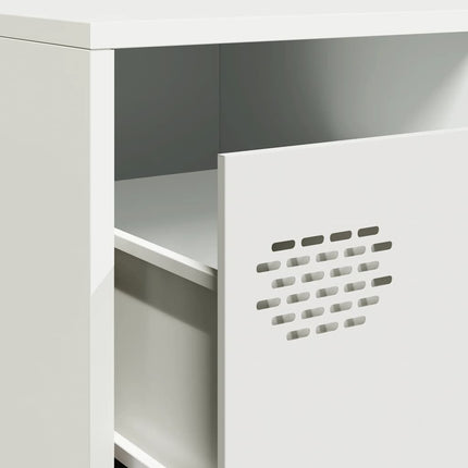 tv-bord 202x39x43,5 cm koldvalset stål hvid