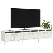 tv-bord 202x39x43,5 cm koldvalset stål hvid