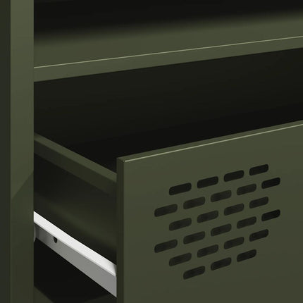 tv-bord 202x39x43,5 cm koldvalset stål olivengrøn'