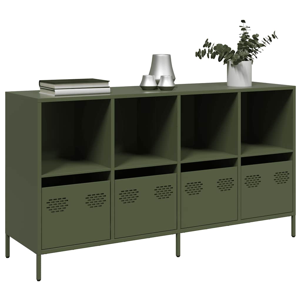 skab 135x39x73,5 cm koldvalset stål olivengrøn