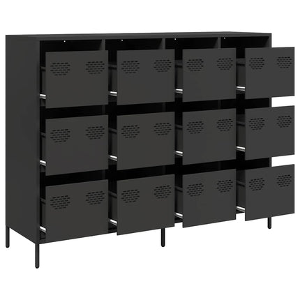 skænk 135x39x103,5 cm koldvalset stål sort