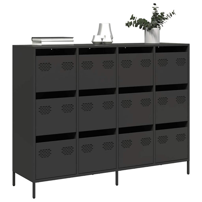 skænk 135x39x103,5 cm koldvalset stål sort