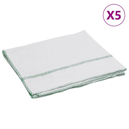 rengøringsklude 5 stk. 50x60 cm hvid med grønne striber
