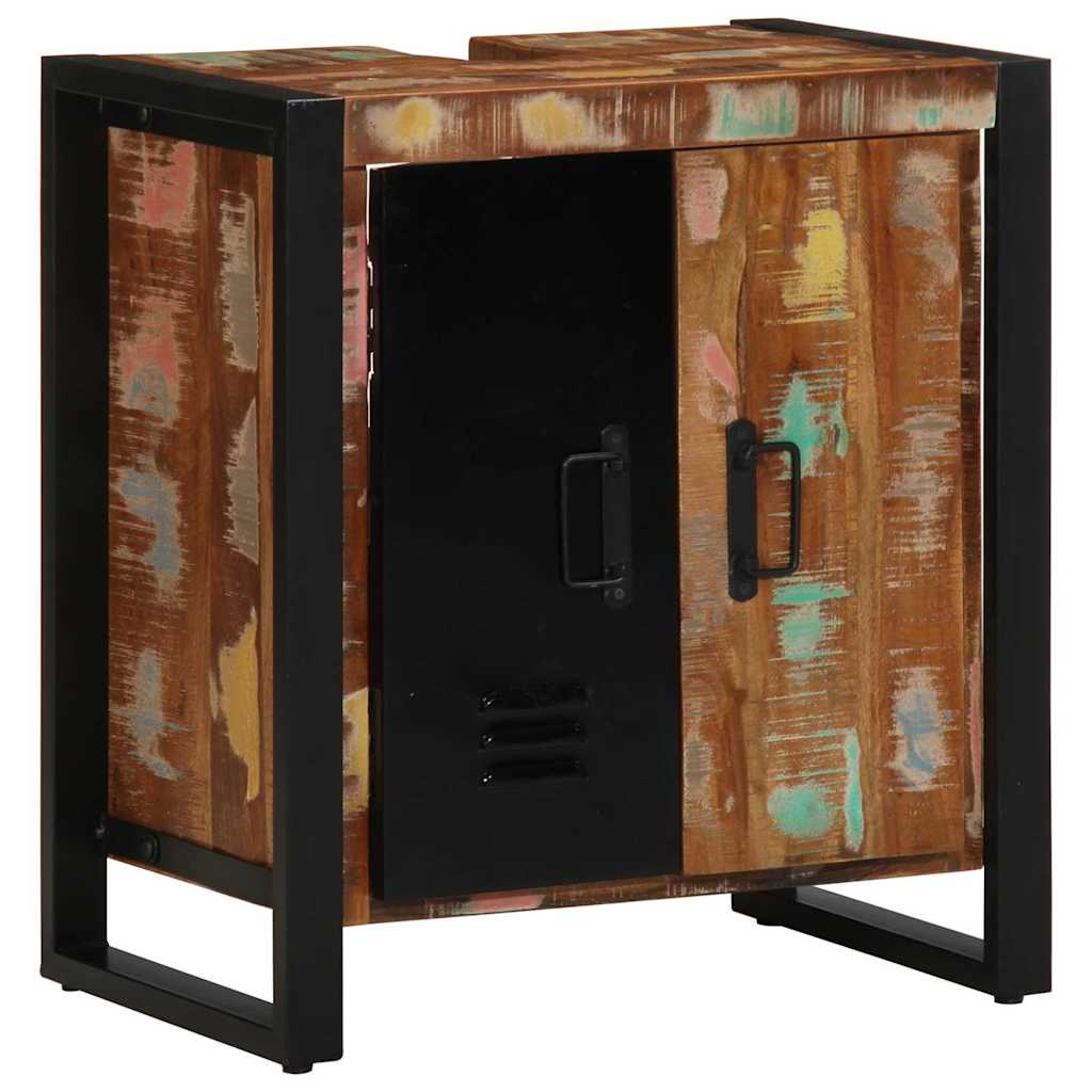 Badeværelsesmøbel sæt med dør 2 pcs Brun Massivt genanvendt træ