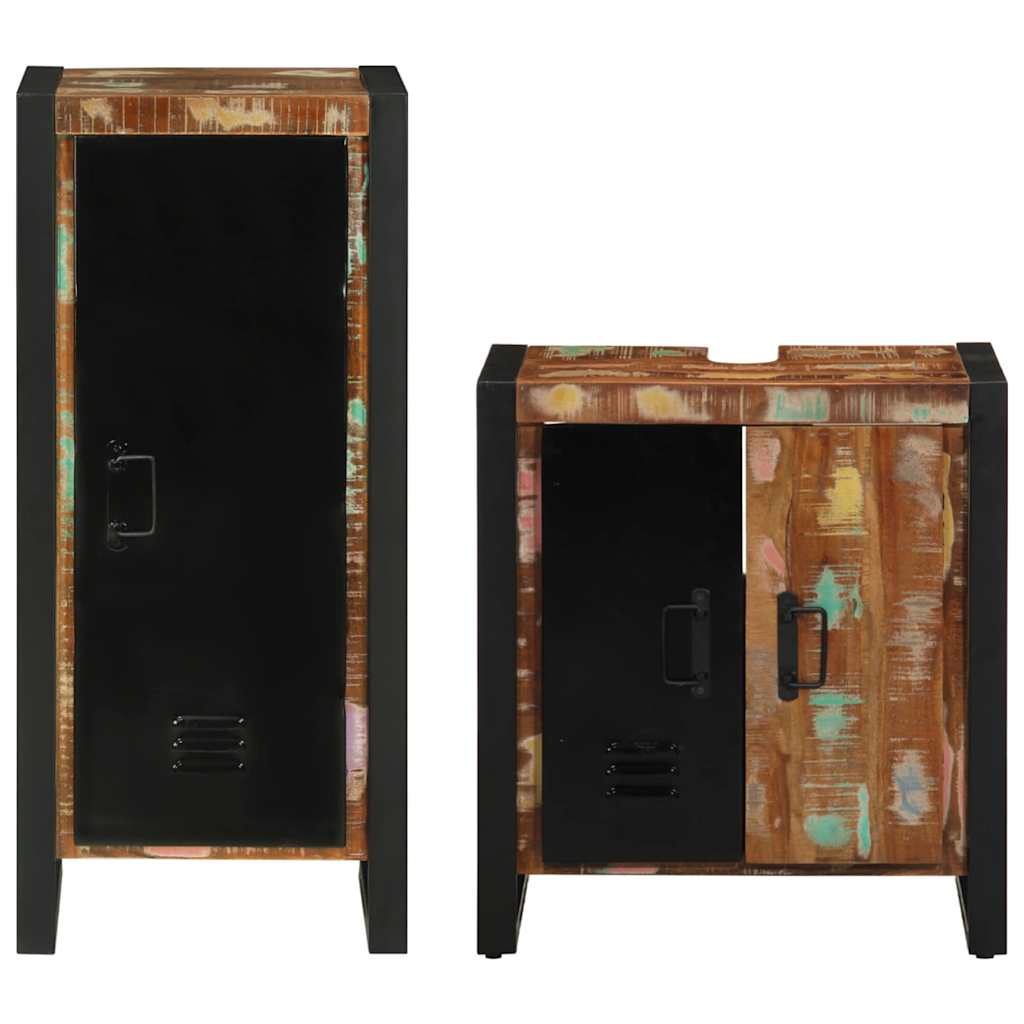 Badeværelsesmøbel sæt med hylde 2 pcs Massivt genanvendt træ