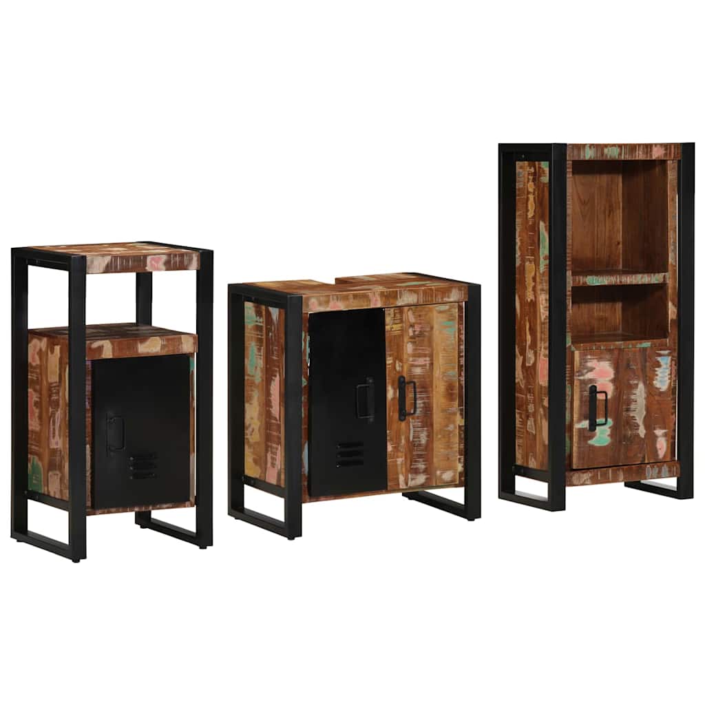 Badeværelsesmøbel sæt med hylde 3 pcs Brun Massivt mangotræ