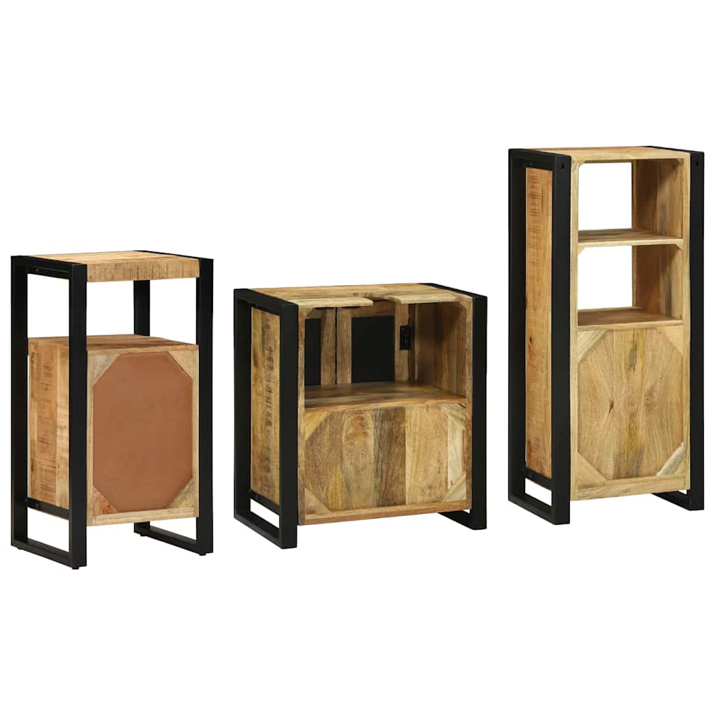 Badeværelsesmøbel sæt med hylde 3 pcs Brun Solid genbrugs træ