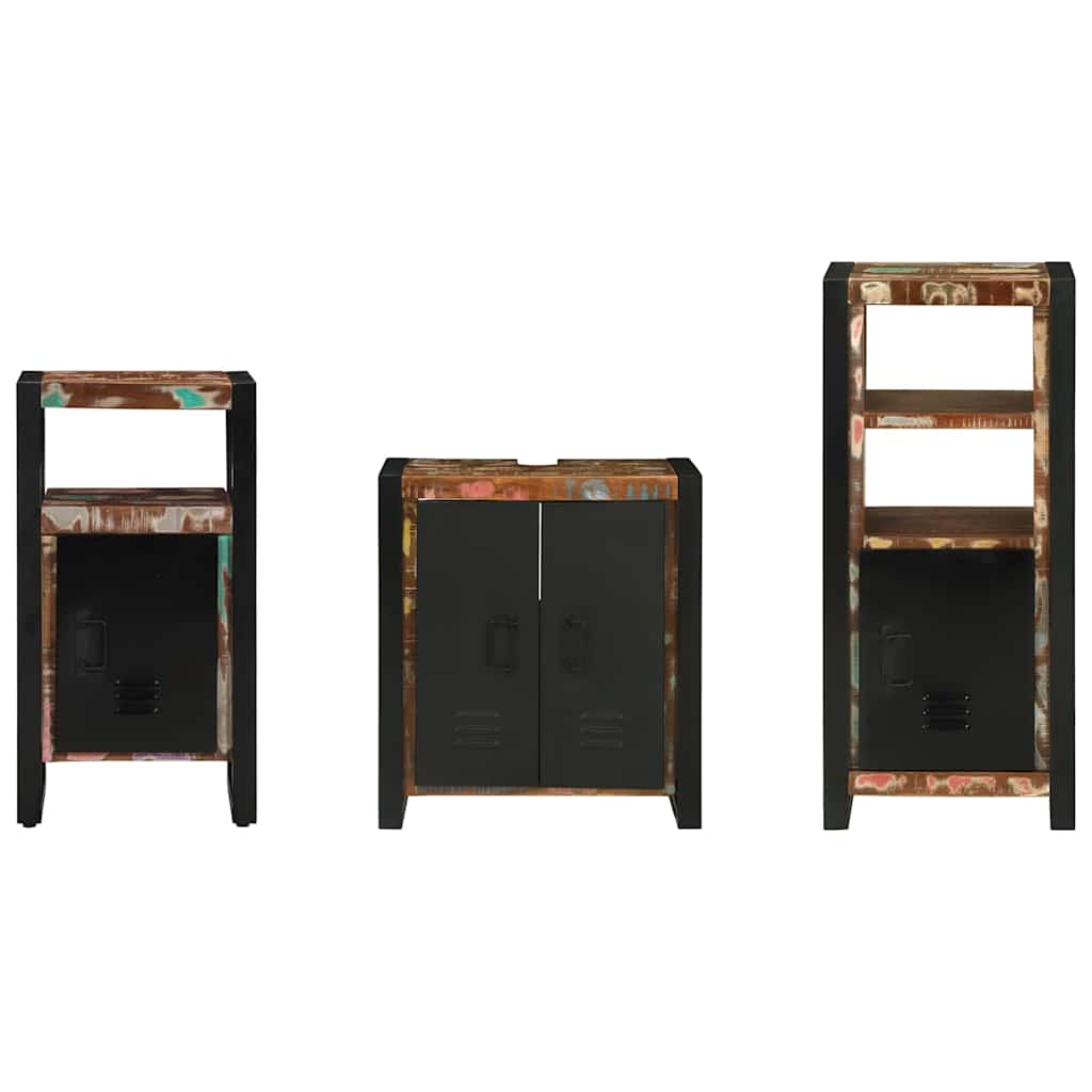 Badeværelsesmøbel sæt med hylde 3 pcs Brun Solid genbrugs træ