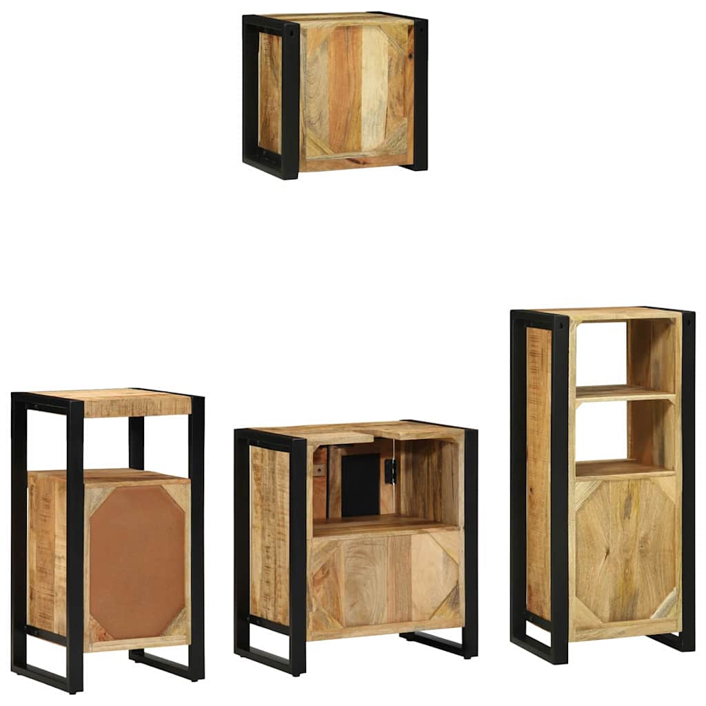 Badeværelsesmøbel sæt med hylde 4 pcs Brun Solid genbrugs træ