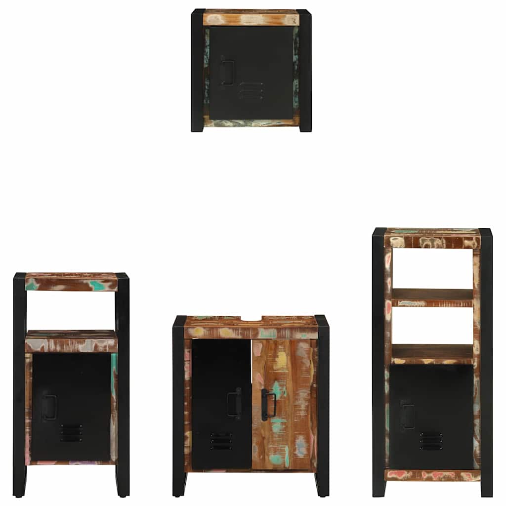 Badeværelsesmøbel sæt med hylde 4 pcs Brun Solid genbrugs træ