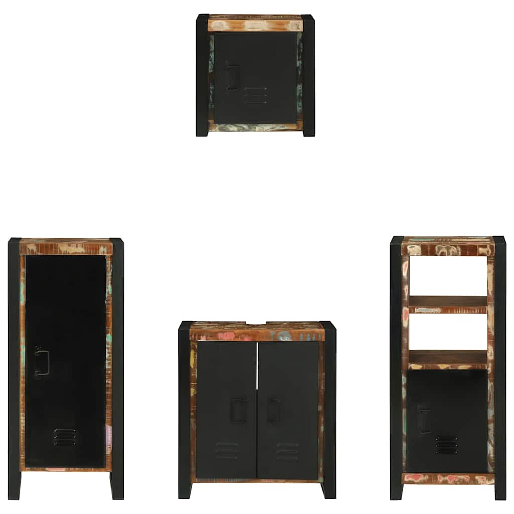 Badeværelsesmøbel sæt med hylde 4 pcs Brun Solid genbrugs træ