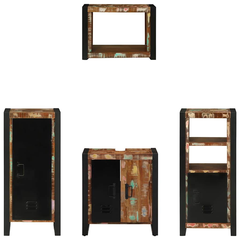 Badeværelsesmøbel sæt med hylde 4 pcs Brun Massivt mangotræ