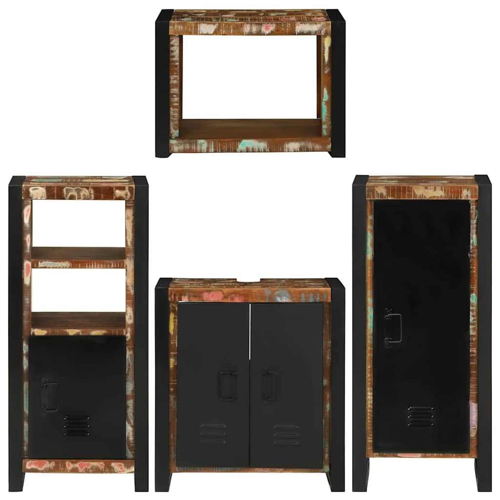 Badeværelsesmøbel sæt 4 pcs Flerfarvet Solid genvundet træ