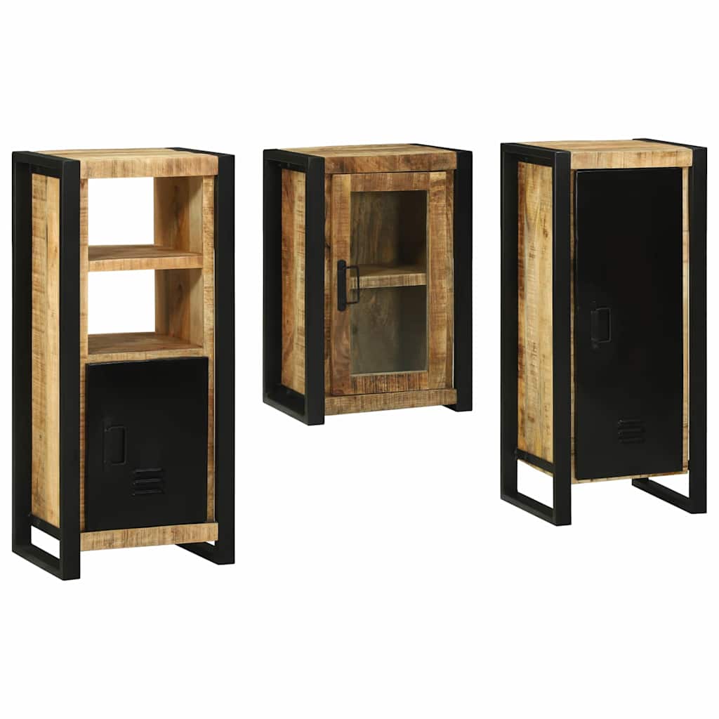 Badeværelsesmøbel sæt Vægmonteret 3 pcs Brun Massivt mangotræ