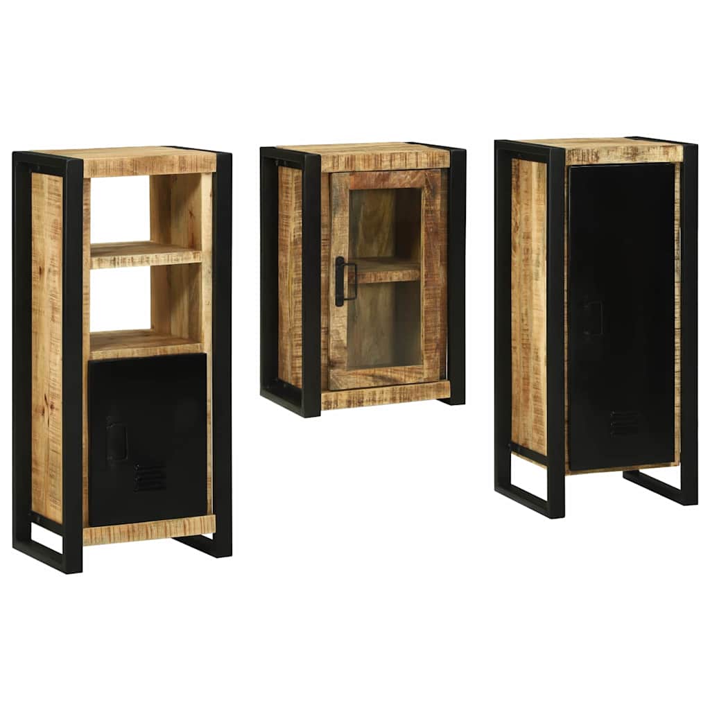 Badeværelsesmøbel sæt Vægmonteret 3 pcs Brun Massivt mangotræ