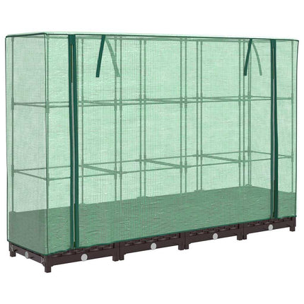 højbed med drivhusovertræk 160x40x123 cm rattan-look