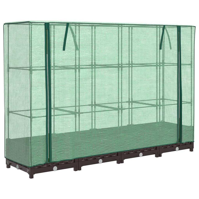 højbed med drivhusovertræk 160x40x123 cm rattan-look