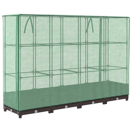 højbed med drivhusovertræk 160x40x123 cm rattan-look