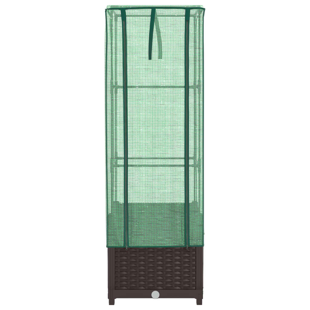 højbed med drivhusovertræk 40x40x139 cm rattan-look