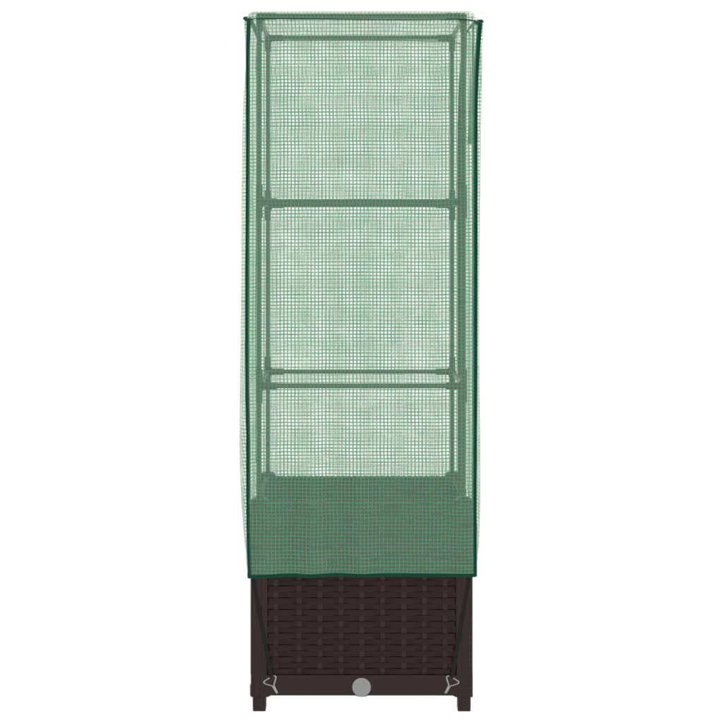 højbed med drivhusovertræk 40x40x139 cm rattan-look